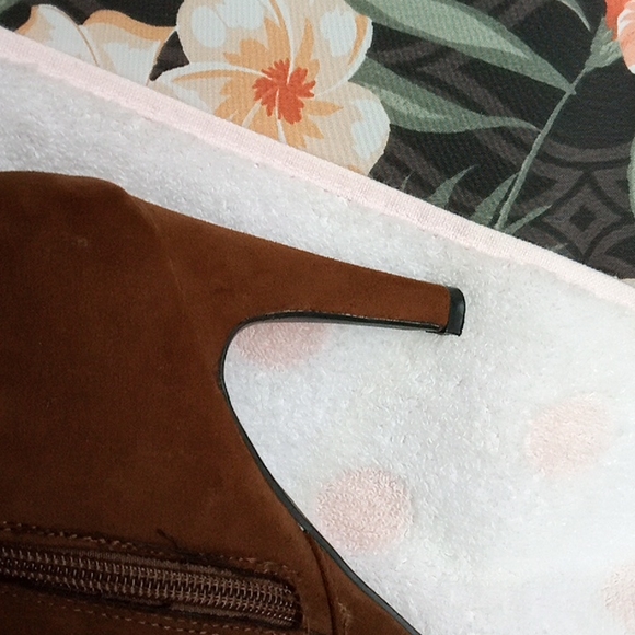New Brown Suede Women Pointed Toe Side Zipper High Heels tall Boots size 6.5 - Picture 2 of 8
